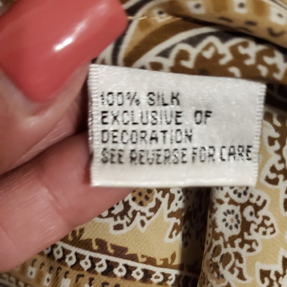 Talbots 100% Silk Brown Paisley Wrap Top - Picture 8 of 11